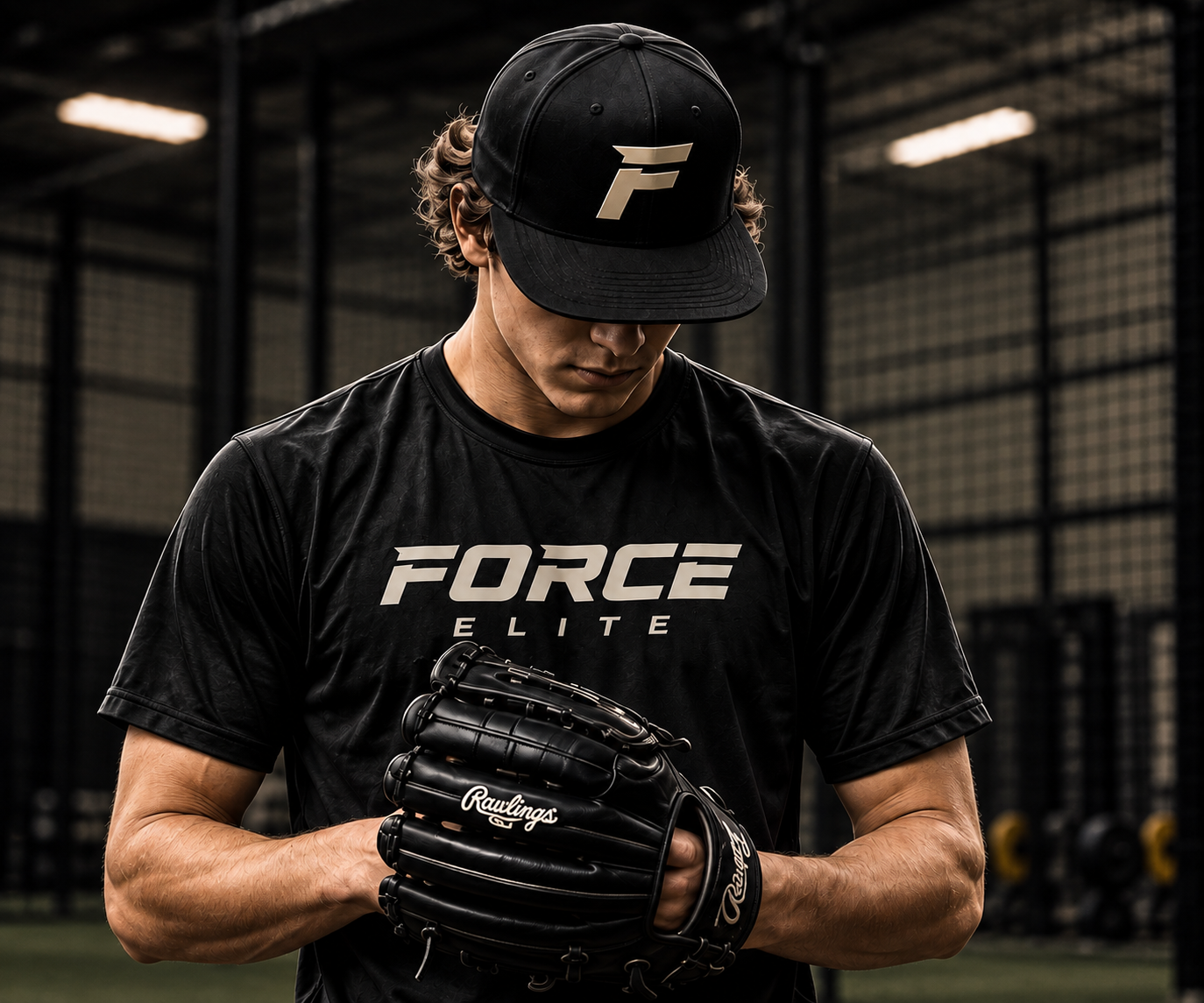 Baseball fielder in ready position